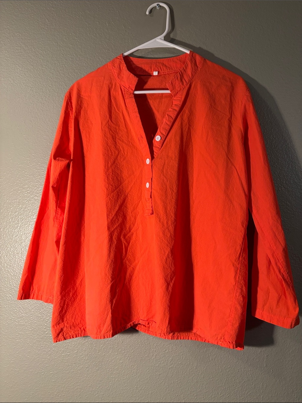Women's Lightweight Button-Down Tunic Shirt in Vibrant Orange